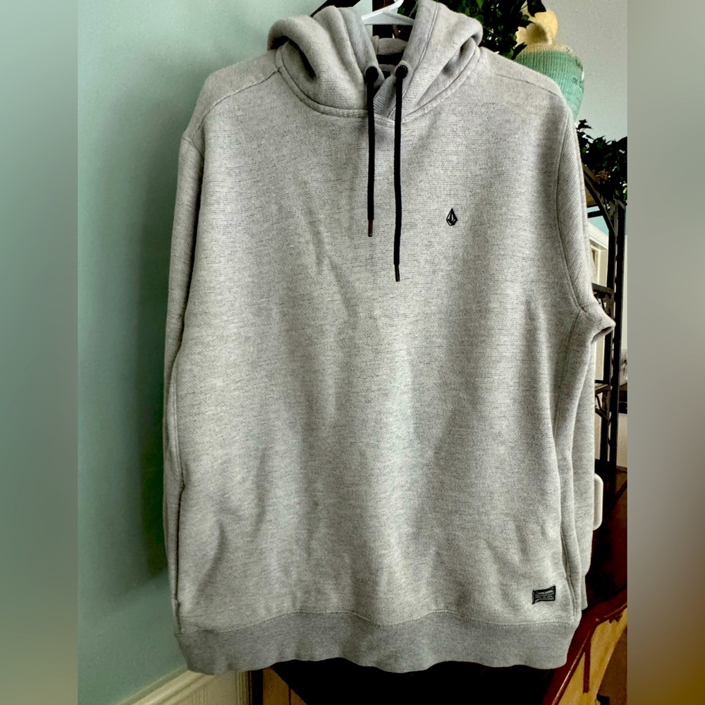Men’s Volcom Hoodie Surf Sweatshirt with Pockets Gray Size Large